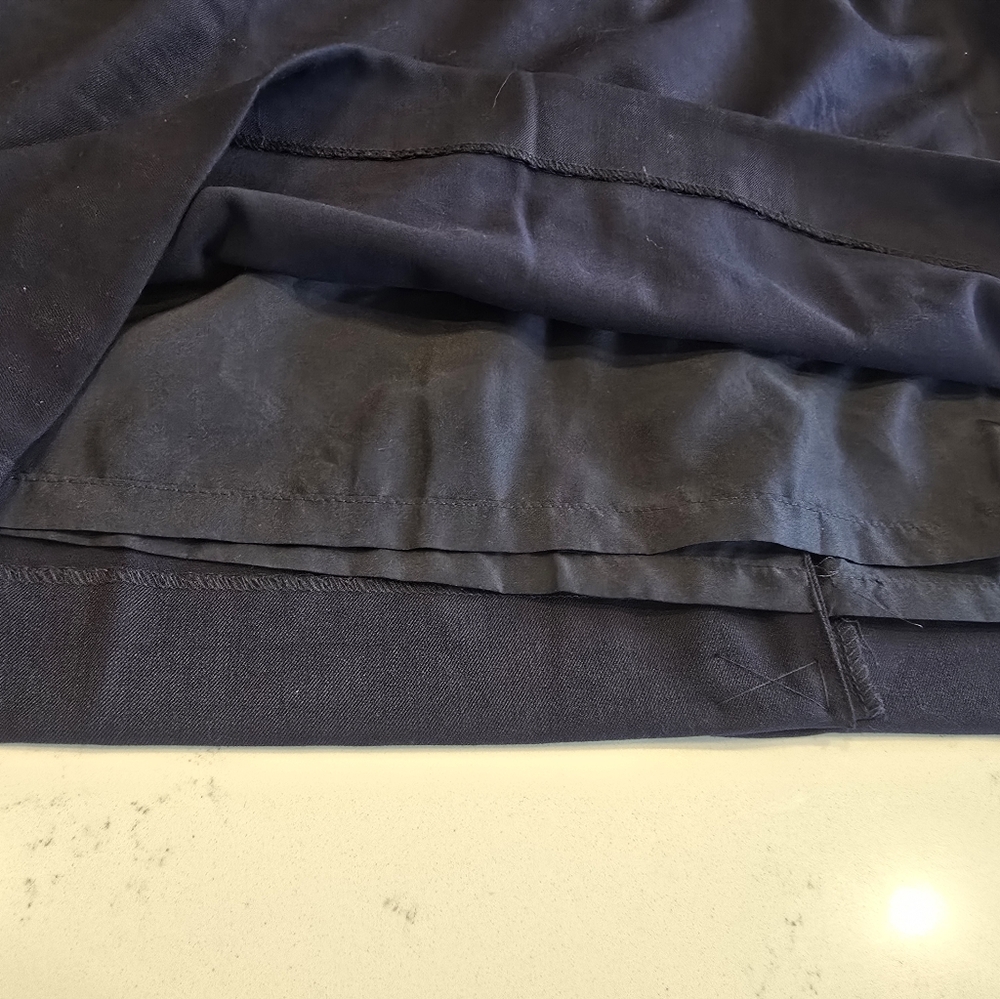 Merona Navy Blue Sheath Dress Cap Sleeve Square Neckline Pleated Dress Womens 16 - Picture 8 of 11